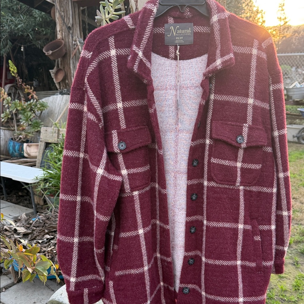 Natural Reflections women Maroon Checkered Jacket